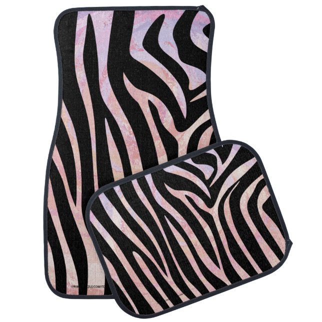 Zebra Black and Pink Print Car Mat (Set)