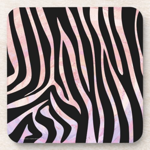 Zebra Black and Pink Print Coaster