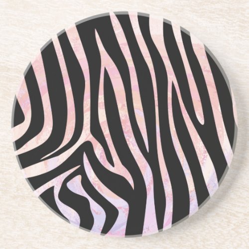 Zebra Black and Pink Print Coaster
