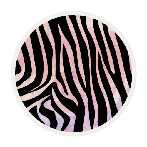 Zebra Black and Pink Print Edible Frosting Rounds