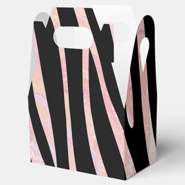 Zebra Black and Pink Print Favor Boxes (Opened)