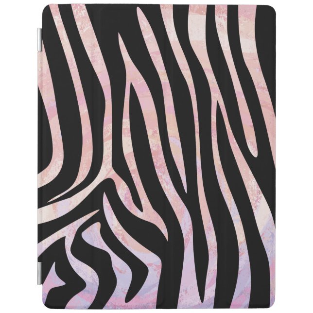 Zebra Black and Pink Print iPad Smart Cover (Front)