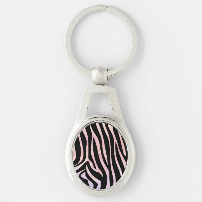 Zebra Black and Pink Print Keychain (Front)