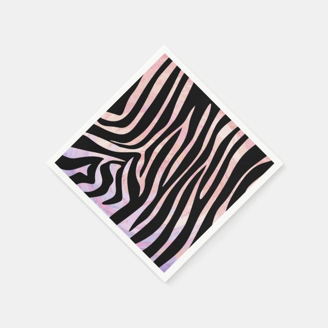 Zebra Black and Pink Print Paper Napkins (Corner)