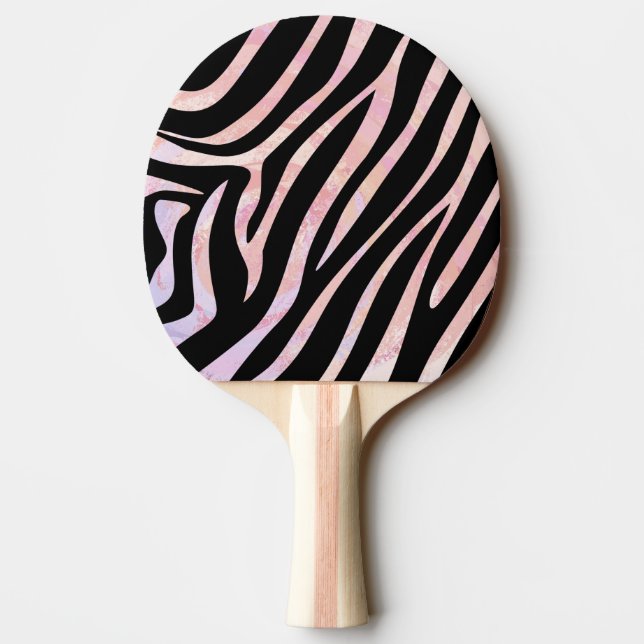 Zebra Black and Pink Print Ping-Pong Paddle (Back)