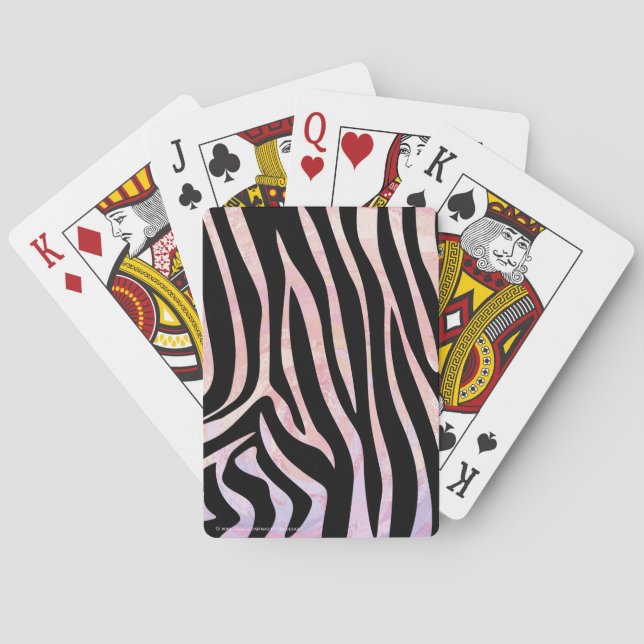 Zebra Black and Pink Print Poker Cards (Back)