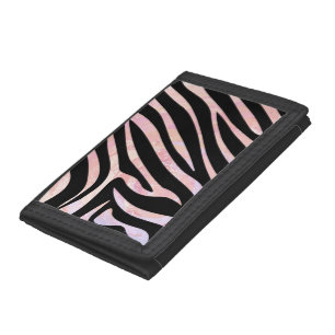 Zebra Black and Pink Print Tri-fold Wallet