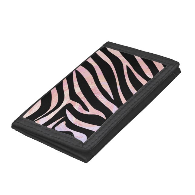 Zebra Black and Pink Print Tri-fold Wallet (Bottom)