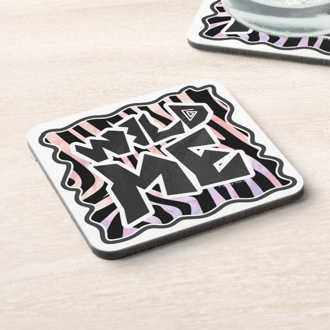 Zebra Black and Pink Wild me Drink Coaster (Left Side)