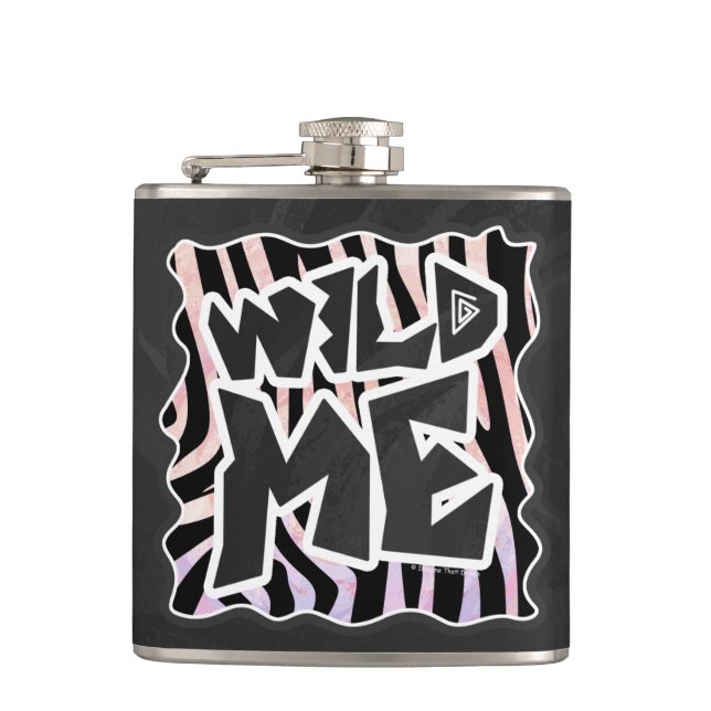 Zebra Black and Pink Wild me Flask (Front)