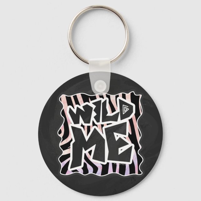 Zebra Black and Pink Wild me Keychain (Front)