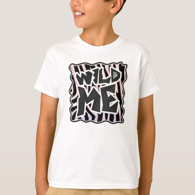 Zebra Black and Pink Wild me T-Shirt (Front)