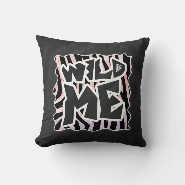 Zebra Black and Pink Wild me Throw Pillow (Front)