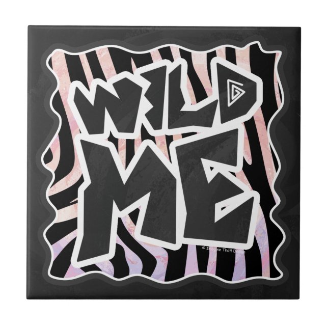 Zebra Black and Pink Wild me Tile (Front)