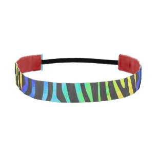 Zebra Black and Rainbow Print Athletic Headband