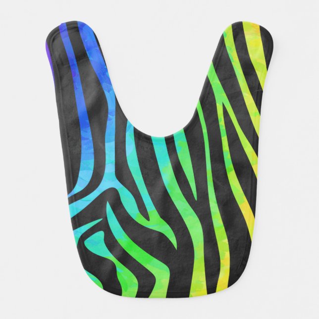 Zebra Black and Rainbow Print Bib (Front)