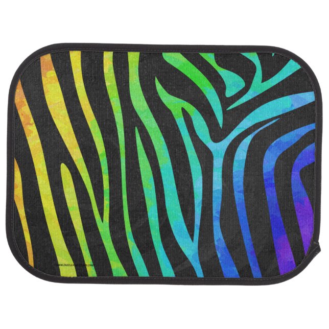 Zebra Black and Rainbow Print Car Mat (Rear)