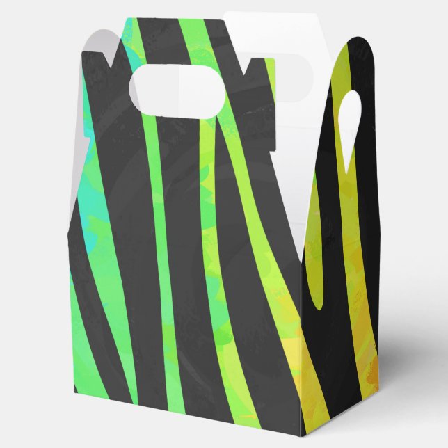 Zebra Black and Rainbow Print Favor Boxes (Opened)