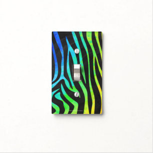 Zebra Black and Rainbow Print Light Switch Cover