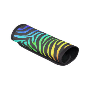 Zebra Black and Rainbow Print Luggage Handle Wrap