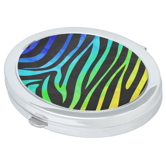 Zebra Black and Rainbow Print Makeup Mirror (Turned)