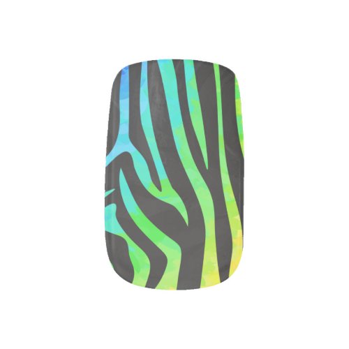 Zebra Black and Rainbow Print Minx Nail Wraps