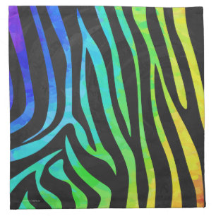 Zebra Black and Rainbow Print Napkin