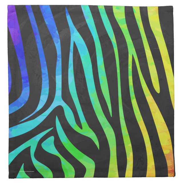 Zebra Black and Rainbow Print Napkin (Front)