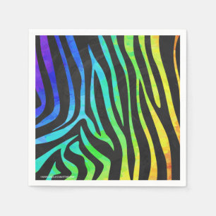 Zebra Black and Rainbow Print Paper Napkins