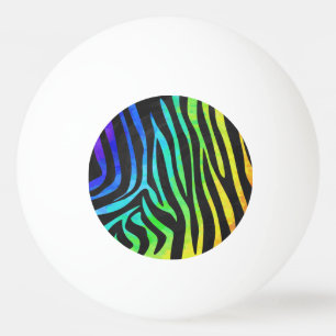 Zebra Black and Rainbow Print Ping-Pong Ball