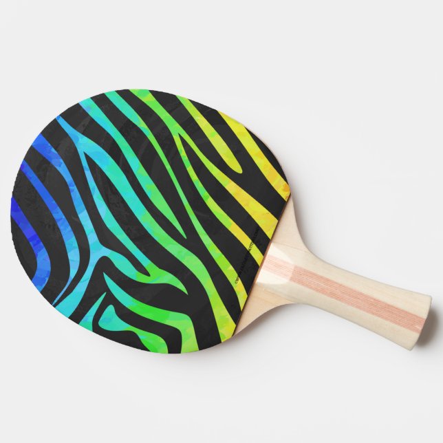Zebra Black and Rainbow Print Ping Pong Paddle (Side)