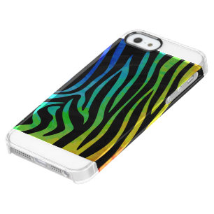 Zebra Black and Rainbow Print Clear iPhone SE/5/5s Case