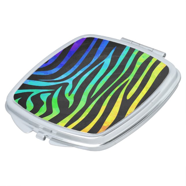Zebra Black and Rainbow Print Vanity Mirror (Turned)