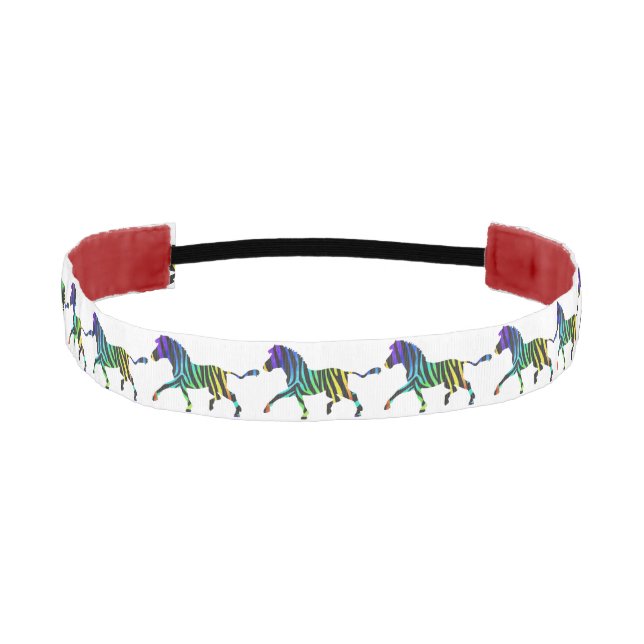 Zebra Black and Rainbow Silhouette Athletic Headband (Front)