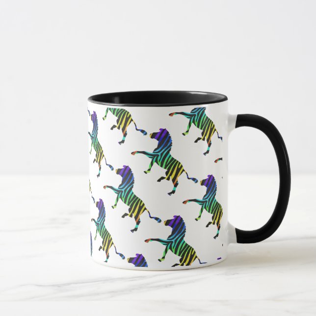 Zebra Black and Rainbow Silhouette Mug (Right)
