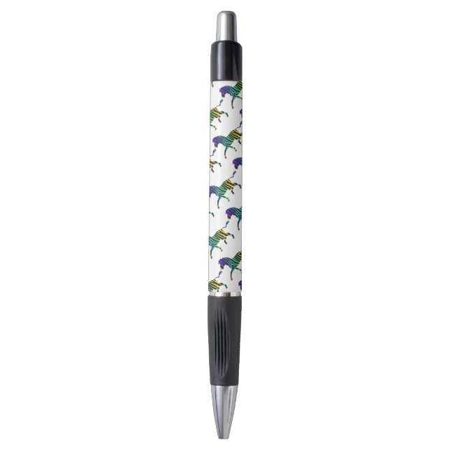 Zebra Black and Rainbow Silhouette Pen (Front Vertical)
