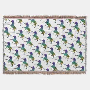 Zebra Black and Rainbow Silhouette Throw Blanket