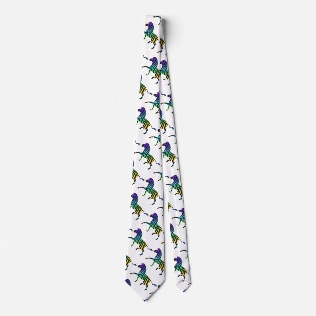 Zebra Black and Rainbow Silhouette Tie (Front)