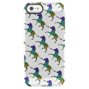 Zebra Black and Rainbow Silhouette Clear iPhone SE/5/5s Case
