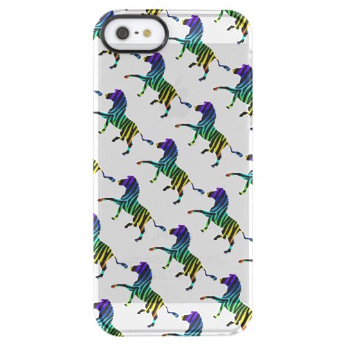 Zebra Black and Rainbow Silhouette Clear iPhone SE55s Case