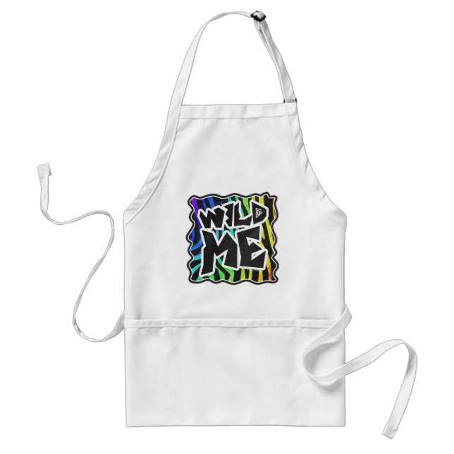 Zebra Black and Rainbow Wild Me Adult Apron (Front)