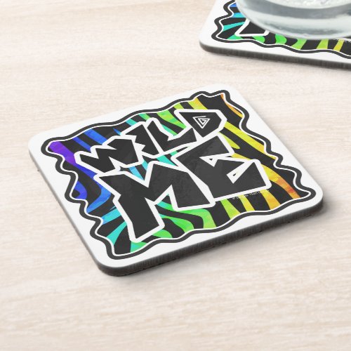 Zebra Black and Rainbow Wild Me Beverage Coaster