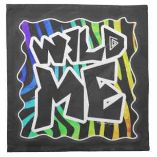 Zebra Black and Rainbow Wild Me Cloth Napkin