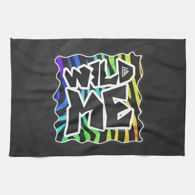 Zebra Black and Rainbow Wild Me Kitchen Towel (Horizontal)