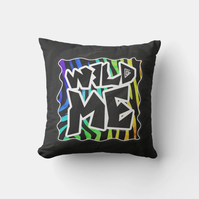 Zebra Black and Rainbow Wild Me Throw Pillow (Front)