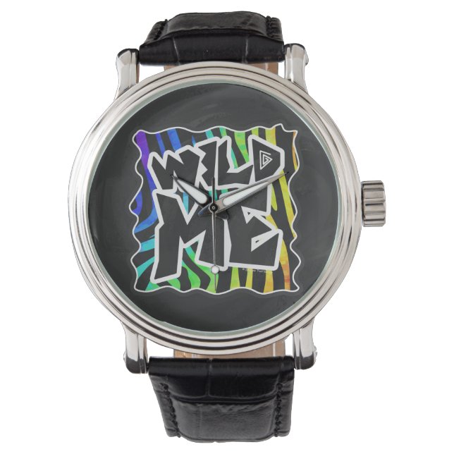 Zebra Black and Rainbow Wild Me Watch (Front)
