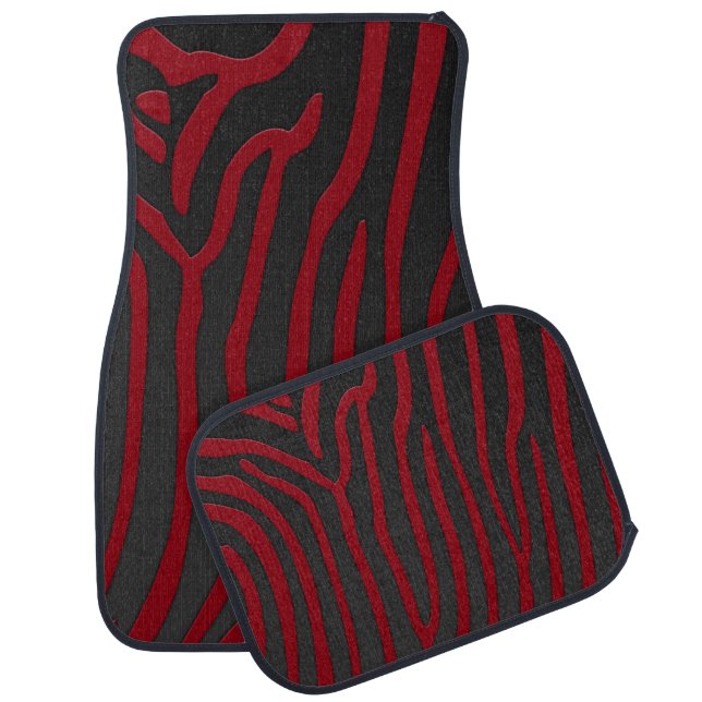 Zebra black and red stripes car mat (Set)