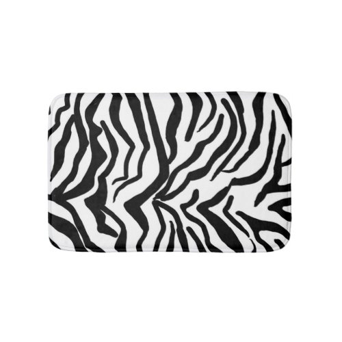Zebra Black And White Hide Fur Pattern Bath Mat