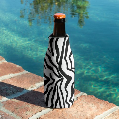 Zebra Black And White Hide Fur Pattern  Bottle Cooler