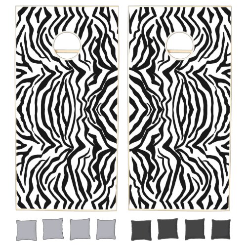 Zebra Black And White Hide Fur Pattern  Cornhole Set